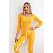 Set with double stripe mustard+white