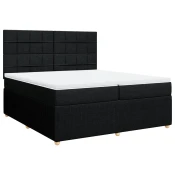 vidaXL vidaXL Box spring postelja z vzmetnico črn 200x200 cm blago, (21308173)