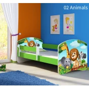 Dječji krevet ACMA s motivom, bočna zelena 140x70 cm 02-animals