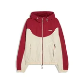 Bershka Prehodna jakna kremna / temno rdeča