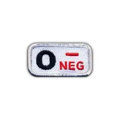 shumee Našitek krvne skupine 0 negativna bela/rdeča - samolepilna podlaga - vezen našitek/značka/emblem
