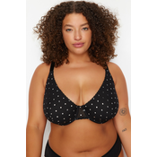 Trendyol Curve Black Polka Dot Stranded Mesh Plus Size Bra