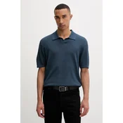 Calvin Klein pletena polo majica moška z dodatkom lanu