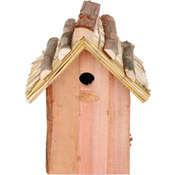Kućica za ptice od jelovine sa slamnatim krovom Esschert Design Antic, visina 27 cm