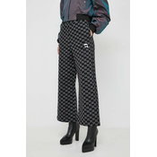 Pamučne hlače Karl Lagerfeld boja: crna, široke, visoki struk