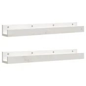 Vidaxl Stenske police 2 kosa bela 80x12x9 cm trdna borovina