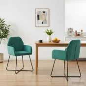 vidaXL Jedilni stoli 2 pcs Žamet Turkizna 55 x 50 x 84 cm