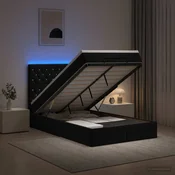 vidaXL Otomanska postelja z vzmetnico in LED Črna 120 x 190 cm Žamet