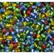 Kašaste perle (seed beads) 4 mm providna sa srebrnom linijom šarena
