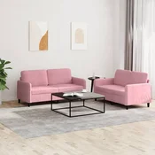2-dijelni set sofa ružicasti baršunasti