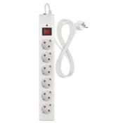 Emos P54215 Prenapetostna zaščita – 6 vtičnic, 1,5 m, bela (P54215)