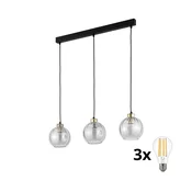 Viseča svetilka na kablu DEVI 3xE27/15W/230V črna/dimljeno steklo