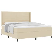 Vidaxl Postelja z vzmetnico z vzmetnico krema 200 x 180 cm blago