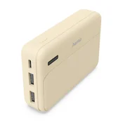 power Hama power bank 10000 mAh, 2xUSB-A, peščen