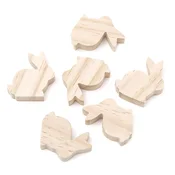 Leseni zajček 6 kosov - 5x5,5x1,5 cm (lesena velikonočna)