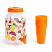 Dispenzer za pijačo s pipo in plastičnimi skodelicami – 3,8 l – oranžen