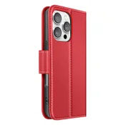 AVIZAR Denarnica etui za iPhone 16 Pro Max iz premium usnja s funkcijo stojala, Rdeča, (5000189428)