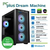 PCPLUS Dream Machine Core i7 14700F 32GB 2TB SSD RTX 5070 12GB Windows 11 Home gaming namizni računalnik