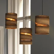 OSRAM viseča svetilka CYLINDER, 3-žarilna, rjava, O 20 cm, valovita lepenka - Dnevna soba/jedilnica - Papir/karton