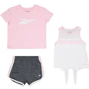 Reebok Set Za Devojcice Šorc I Dve Majice, Roze Beli Crni