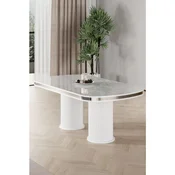 Hanah Home trpezarijski sto Galya, 168 × 90 cm, ploca u dekoru belog mermera, hromirane noge
