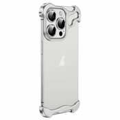 Minimalisticna maska Naked Metal s alu zaštitom rubova i staklom za zadnje kamere za  iPhone 12 Pro - titanium silver