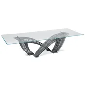 Casa Padrino Luxury Dining Table with Glass Top Gray - Various Sizes - Made in Italy