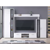 Set za dnevni boravak Bristol 134 Mat bijela, Crna, Odvojeni dijelovi, Sa TV stolom, Kaljeno staklo, Laminirani iveral, 182x256x40cm