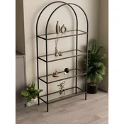 Hanah Home Linda polica za knjige 80 × 172 × 30 cm, crna / providno staklo