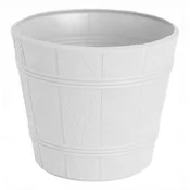 shumee Cvetlični lonček v imitaciji lesa 1 bel OBLIKA-PLASTIKA