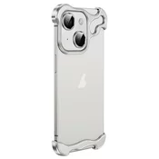 Minimalisticna maska Naked Metal s alu zaštitom rubova i staklom za zadnje kamere za iPhone 14 Plus - titanium silver