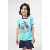 Boys pyjamas Remek, short sleeves, short legs - turquoise/navy blue
