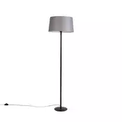 Stoječa svetilka črna z laneno kapico temno sive barve 45 cm - Simplo
