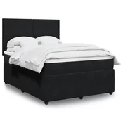 vidaXL Box spring posteljni z vzmetnico črn 140x190 cm žamet