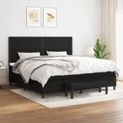 shumee Box spring postelja z vzmetnico črn 200x200 cm blago