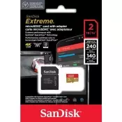 SanDisk 2TB Extreme microSDXC UHS-I with adapter up to 240MB/s, C10, U3, V30, 4K, 5K, A2, Micro SD card