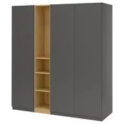 PAX/FORSAND Garderobni sestav, temno siva temno siva/imitacija hrasta, 185x60x201 cm
