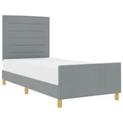 Vidaxl Konstrukcija postelje z vzglavjem Svetlo siva 90 x 200 cm blago