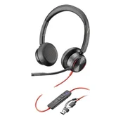 Slušalice HP Poly Blackwire 8225 Stereo/Hibrid ANC/AFence/MSTeams/USB-C+USB-C/A Adapter/8X225AA/crna