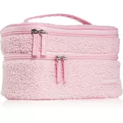 BrushArt Accessories Double-layered fluffy make-up bag torbica z dvema predeloma Light pink 1 kos