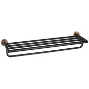 LARISSA polica za brisače z vodilom 600 mm, črna/medena mat - Črna - 654x107x214 mm - Sapho - LARISSA - 24 - Zlitina - Lepilo - Drugo - 654 - Držalo za brisače: s polico - Krožni - 654 - 107 - 214 - 14
