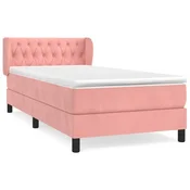 Vidaxl Box spring postelja z vzmetnico roza 90x200 cm žamet