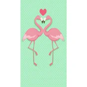 Brzosušivi rucnik za kupanje FLAMINGO LOVE zeleni