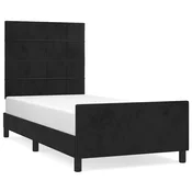 Vidaxl Posteljni okvir brez vzmetnice črn 100x200 cm žamet
