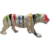 Casa Padrino luxury decorative sculpture panther white/multicolored H. 80 x H. 35 cm - Large decorative figure - XXL decorative sculpture - XXL decorative figure - Luxury XXL figures