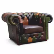Casa Padrino Luxury Chesterfield Patchwork Genuine Leather Armchair Multicolored - Leather Furniture