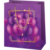 Velika ekskluzivna darilna vrečka z motivom lila balonov 26 x 13 x 33 cm
