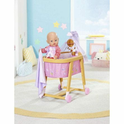 BABY born, Bassinet for Dolls, BABY Born Gute Nacht Bassinet with Wheels for Driving, Fabric Canopy and Mobile as well as Blanket and Cushion, 829981, Zapf Creation, Small Plastic, Multicoloured
