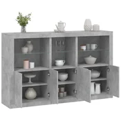 Komoda s LED svjetlima siva boja betona 162 x 37 x 100 cm