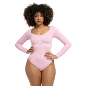 cfab Oblikovanje postave Bodysuit Sculpting Shapewear Longsleeve mit Slip staro roza